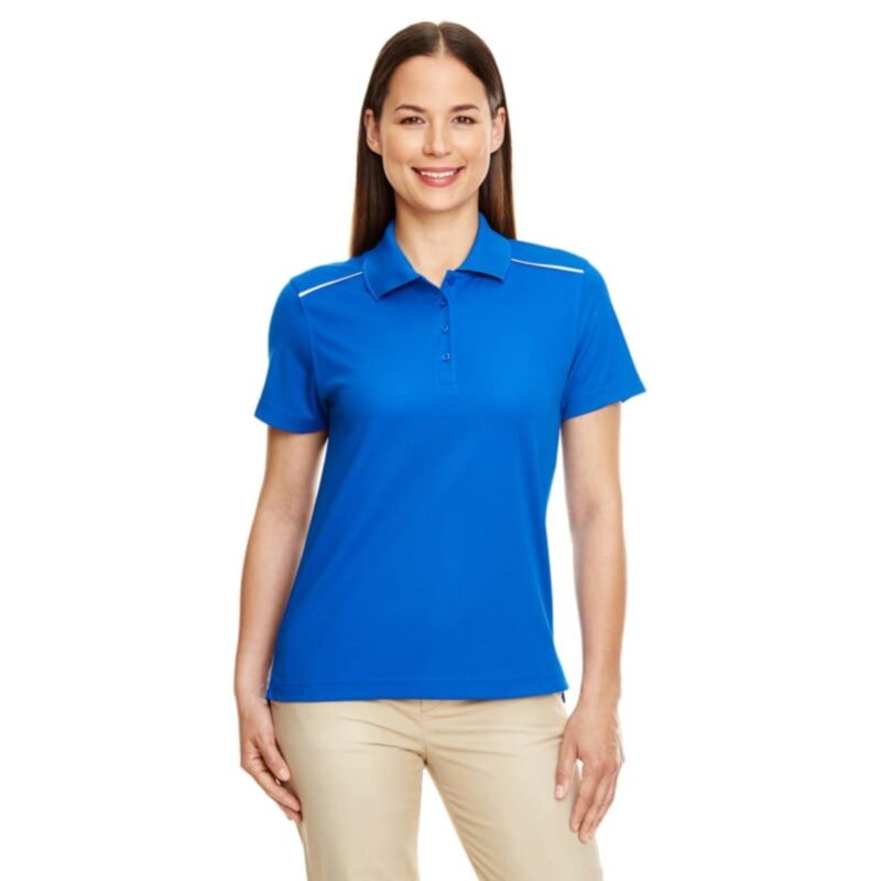 Custom CORE365 Ladies' Radiant Performance Piqué Polo With Reflective Piping